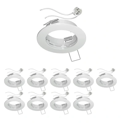 Image of ledscom.de 10 Pieces Ceiling mounting Frame Fere, Round, White Glossy (LED/Halogen/MR16/50mm) incl. GU5.3 Socket