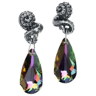 Image of Alchemy Gothic Kraken Ear Studs Women Earring Set Silver Coloured, Pewter,