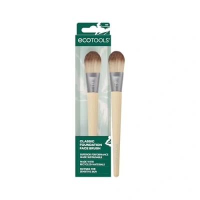 Image of EcoTools Classic Foundation Face Brush, For Liquid, &amp; Cream Foundation, Flat Brush Natural Makeup, Buildable Coverage, Synthetic Bristles, Vegan Cruelty Free