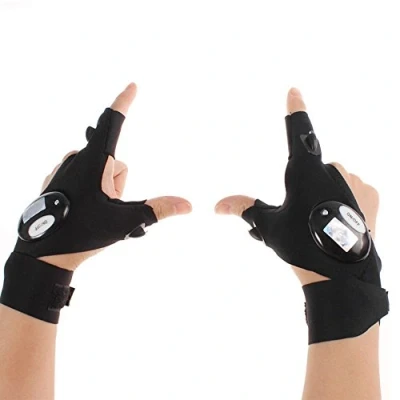 Image of Fishing Gloves, Waterproof Breathable Night Lighting Gloves Led Flashlight Torch for Outdoor Camping Hiking Emergency Life Survival(A Pair)