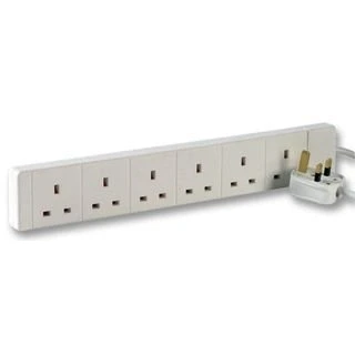 Image of Pro Elec PELB1527 6 Gang Extension Lead, White 3m