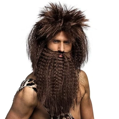Image of Boland PE233 21641 Batman 86396 Caveman Primitive Man Wig with Beard Brown, One Size