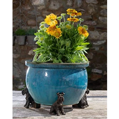 Image of Potty Feet Schnauzer Figures Plant Pot Planter Support Handmade Decorative Ornaments 3pcs