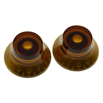 Image of KAISH Pack of 2 American Spec LP Guitar Bell Knobs 24 Fine Spline Top Hat for Les Paul with CTS Split Shaft Pots Amber
