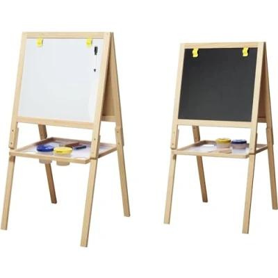 Image of Casdon Wooden Easel Double Sided For Children Aged 3+ 2 In 1 Blackboard And Whiteboard Your Little Artists!, 51 x 37 63 cm