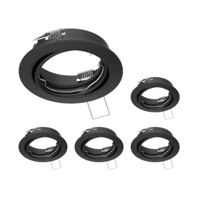 Image of ledscom.de 5 pcs. recessed Ceiling Frame Fere, Round, swivelling, Black matt