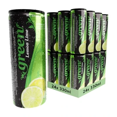 Image of Green Lemon Lime Cans 24 Pack, No Aspartame, Sugar Soft Drink, Low Calorie, Sparkling Natural Flavour Bulk Pack of x 330 ml