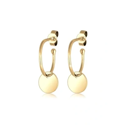 Image of Elli Earrings Ladies Ear Hanger Geo Platelet Creole in 925 Sterling Silver Gold Plated