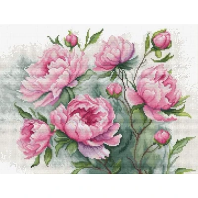 Image of Luca S Cross Stitch Kit The Charm of Peonies, B7019, Counted for Adults, Needlecraft and Embroidery