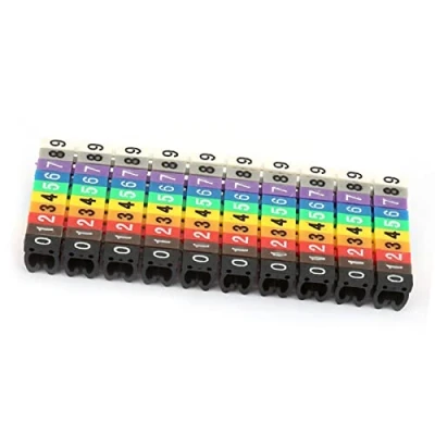 Image of Clip on String Wire Marking Boxed Plastic Digital Number Label Tube Set Colorful Cable Marker (100PCS KCM 4MM)
