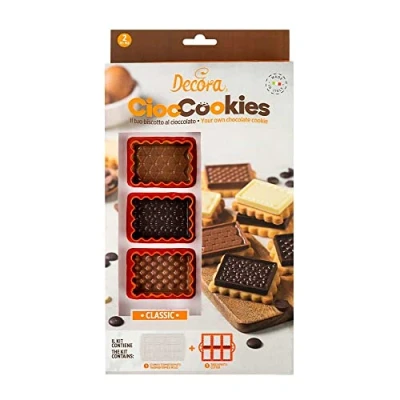 Image of Decora 0255156 Chocolate Cookies Set for Classic Cakes Made of Plastic, Easy Making with a Custom Plate. Pack 2