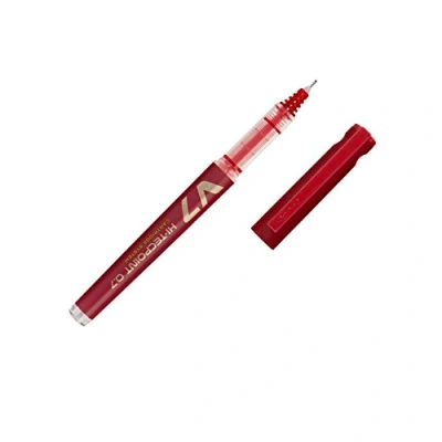 Image of Pilot 3 x Refillable Hi TechPoint V7 Begreen Rollerball Pens Medium Tip Red Liquid Ink