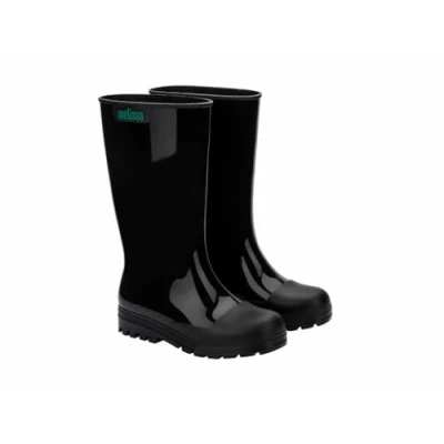 Image of melissa Women&#039;s Welly Ad Rain Boot, Black/White, 7.5 UK
