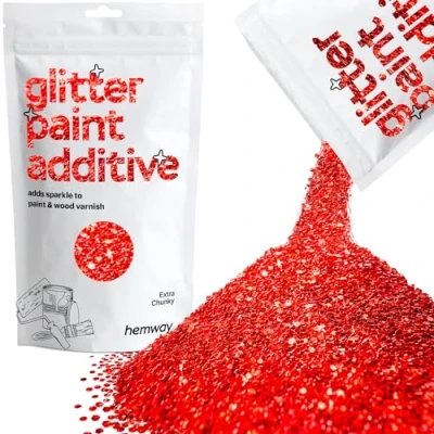 Image of Glitter Paint for Walls Red Additive Emulsion Latex Acrylic Sparkles Extra Chunky Interior Painting 100g / 3.5oz