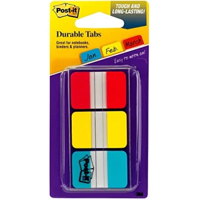 Image of Post it Tabs, 1 inch Solid, Red, Yellow, Blue, 12 Tabs/Color, 36 Tabs/On The Go Dispenser (686 RYBT)