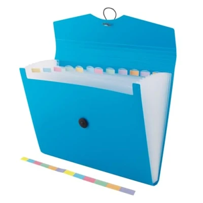 Image of D.RECT Expandable Expanding File Document Organiser Folders Expander for School Office Home Pockets Filing Box 12 Compartments Size: A4 Colour: Blue 110390