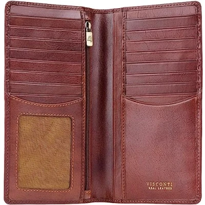 Image of VISCONTI Mens Jacket Coat Veg Tan Leather Wallet for Credit Cards, Notes, RFID Protection TSC45 (Tan)