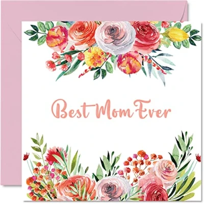 Image of Birthday Cards for Mom Best Ever Beautful Happy Card from Daughter Son, Mother Gifts, 145mm x Mother&#039;s Day Greeting Mama Mam Mammy Mum Mommy