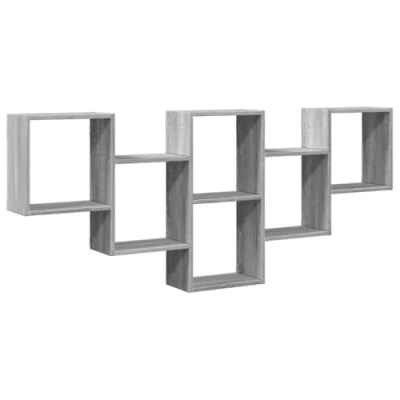 Image of vidaXL Grey Sonoma Wall Shelf Floating Storage Engineered Wood 159x18x66 cm Dining Room, Living Room