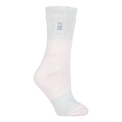 Image of HEAT HOLDERS Ladies Thermal Socks for Winter Outdoor &amp; Indoor Cuddly Fluffy Gifts Women (4 7, Dusted Pink/Silver (Catania))