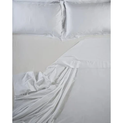 Image of LENZUOLISSIMI Satin Cotton 300 Thread Count with Queen Corners 160 x 200 cm Made in Italy Ivory