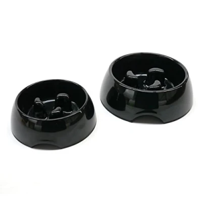 Image of Rosewood Anti scoff Slow Feeder, Melamine Dog Bowl, Black, large