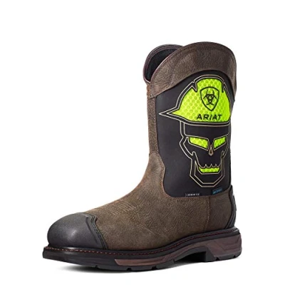 Image of ARIAT Men&#039;s Workhog Xt Venttek Bold Waterproof Carbon Toe Work Boot Western, Iron Coffee/Acid, 11 UK