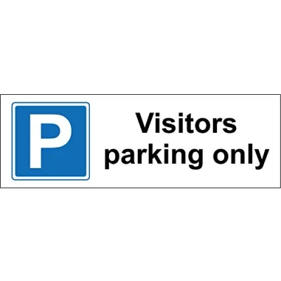 Image of Visitors parking only Sign 1.2mm Rigid plastic 450mm x 150mm