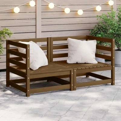 Image of vidaXL Garden Corner Sofas 2 pcs Honey Brown Solid Wood Pine