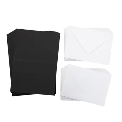 Image of Crafter&#039;s Companion 5&quot; x 7&quot; Black Pack of 100 Includes Card Blanks &amp; 50 White Envelopes Greate for a Variety Occasions