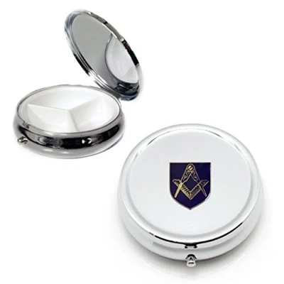 Image of Masonic Silver Round Pill Box