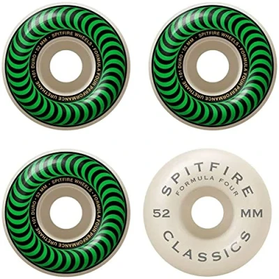 Image of Spitfire Unisex Adult Formula Four Classics 101 Classic Shape. The #1 Shape In Skateboarding Worldwide Proven for Speed and Control. Green, 52mm
