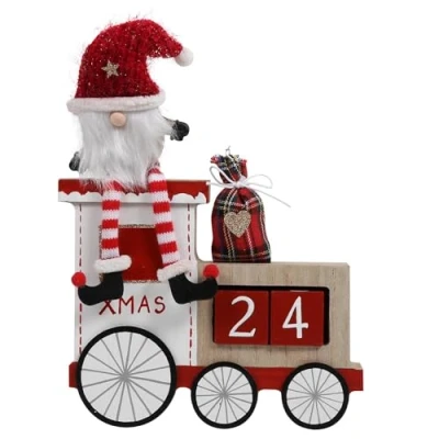 Image of Wooden Christmas Countdown Advent Calendar Gonk Block Tabletop Ornaments