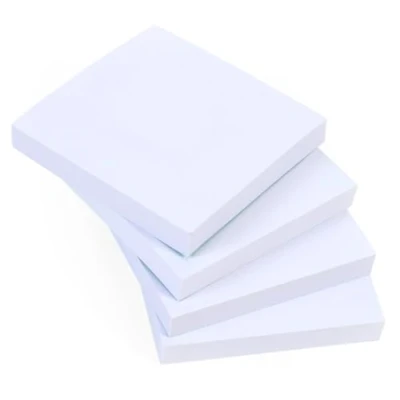 Image of 4 Pads White (Square) Sticky Notes 100 Sheets per Pad 76 x mm (3&quot; 3&quot;) Clean and Minimalist Design for Office Memos, Study Notes, Organised Reminders