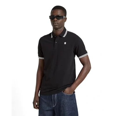 Image of G Star Dunda SLIM Stripe Polo shirt, Men&#039;s, Size: Medium, Schwarz