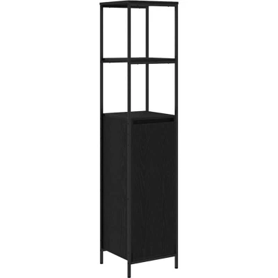 Image of vidaXL Bathroom Cabinet with Shelves Black Oak 36x35x165 cm