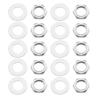 Image of the Lord of Tools 30 Pairs Guitar Input Jack Socket Nuts Washers Set Pots Potentiometer Hex Nut and Parts for Electric Bass M8