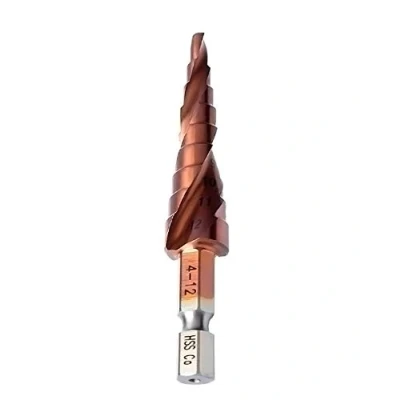 Image of Mengshen Cobalt Step Bit Spiral Flute 4 12mm, M35 HSS Multi Hole 9 Steps Sizes Hex Shank Counterbore Drilling Cutting Enlarge Stainless Steel Plate Quenching