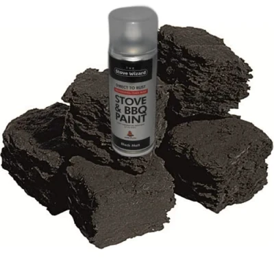 Image of Gas Fire Replacement Coals Rejuvenation Kit 20 Large 50mm Square 400ml Tin Of High Temperature Stove Coal Spray Paint 4 You