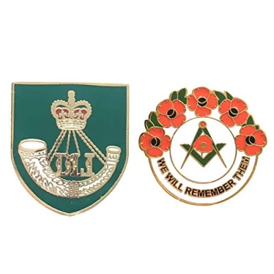 Image of Smartbadge® Durham Light Infantry British Army Military Badge And Masonic We Will Remember Hard Enamel Lapel Pin Badges