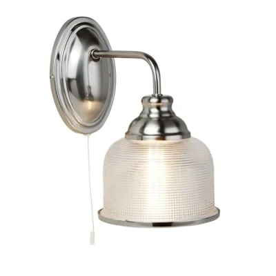 Image of Searchlight 2671 1SS Bistro II One Light Wall in Satin Silver with Glass Shades