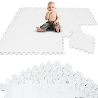 Image of LittleTom 18 Pieces Soft Baby Play Mat for Babies from Day 1 30x30 cm Mats Floor Puzzle Playmat Foam Squares Kids Crawling Childrens Foamplay Tiles