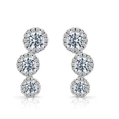 Image of Kaguyo 3 Crystals Ear Climber Earrings For Women, Elegant 925 sterling silver Cubic Zircons Crawlers Stud Women Girls birthday gift