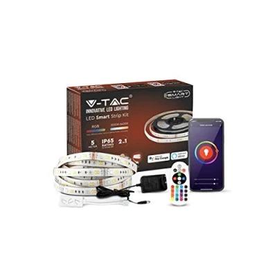Image of V TAC LED Strip Light 5M Lights for Bedroom Compatible with Alexa &amp; Google Home RGB+3IN1 IP65