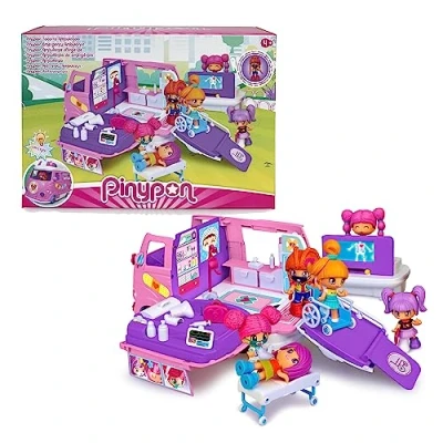 Image of Pinypon ambulance to take hospital, with siren light, X ray machine light and other medical accessories, driver figure included, Famosa (PNY36000)