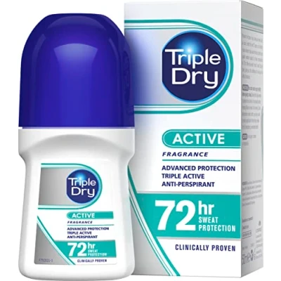Image of Triple Dry Women Active Fragrance Anti Perspirant Roll On 50ml 72 Hour Protection Against Excessive Sweating Fights Odour Formula Clinically Proven Female