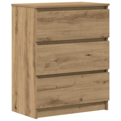 Image of vidaXL Sideboard Storage Cabinet Artisan Oak Engineered Wood 60x35x76cm with 3 Drawers for Modern Living Room Display.