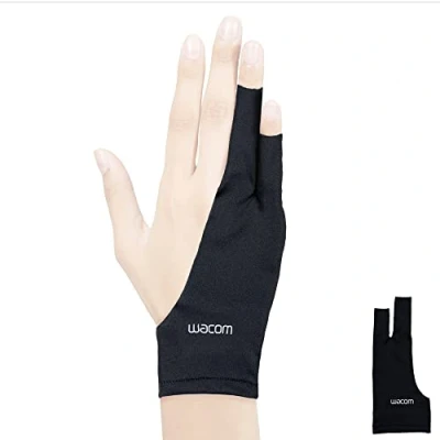 Image of Wacom Drawing Glove, Two Finger Artist Glove for Tablet Pen Display, 90% Recycled Material, eco Friendly, one Size (1 Pack), Black