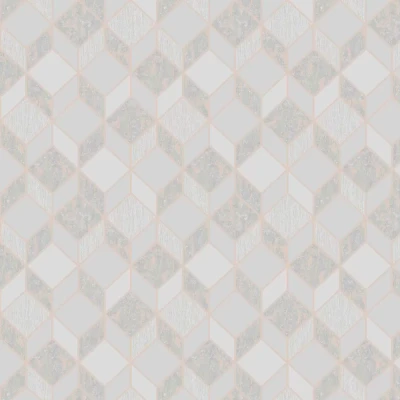 Image of Superfresco Vittorio Grey &amp; Rose Gold Geometric Wallpaper