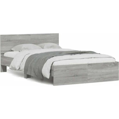 Image of Bed Frame with Headboard and led Grey Sonoma 135x190 cm Double Vidaxl